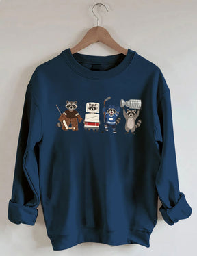 Funny Raccoon Hockey Player Game Day Sweatshirt