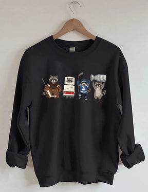 Funny Raccoon Hockey Player Game Day Sweatshirt