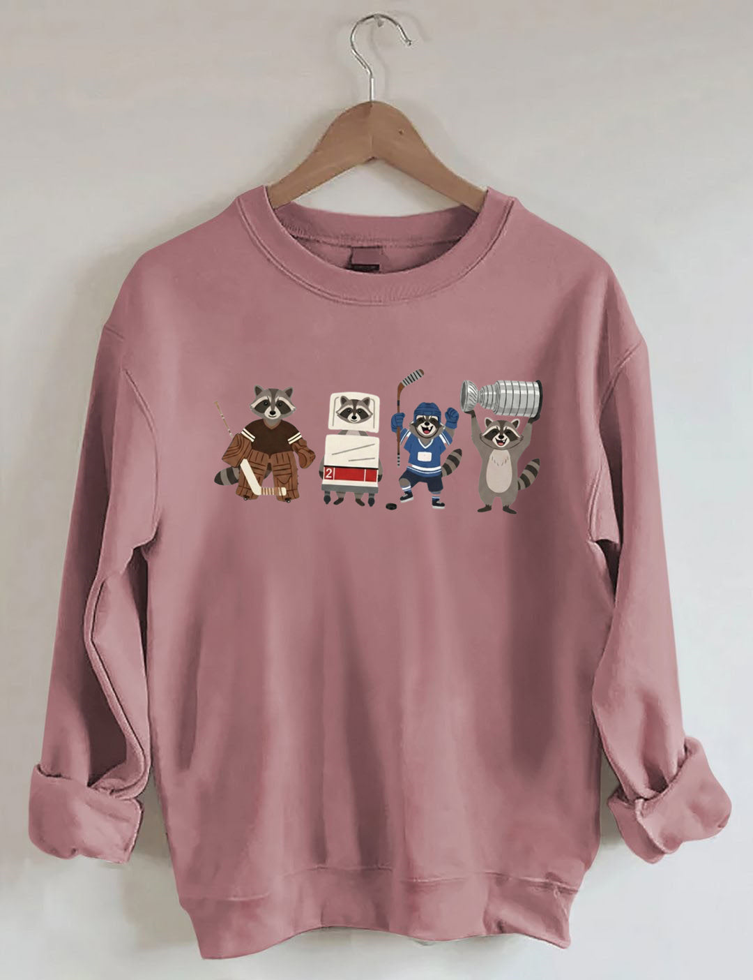 Funny Raccoon Hockey Player Game Day Sweatshirt