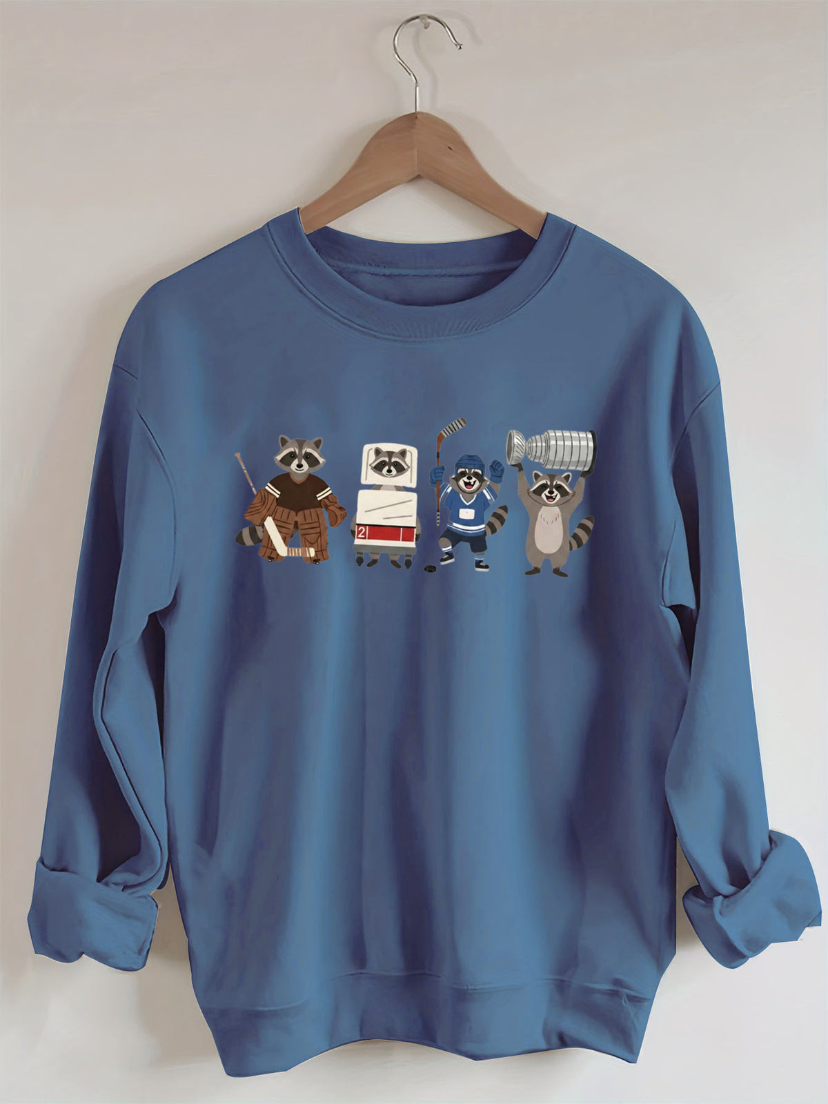 Funny Raccoon Hockey Player Game Day Sweatshirt