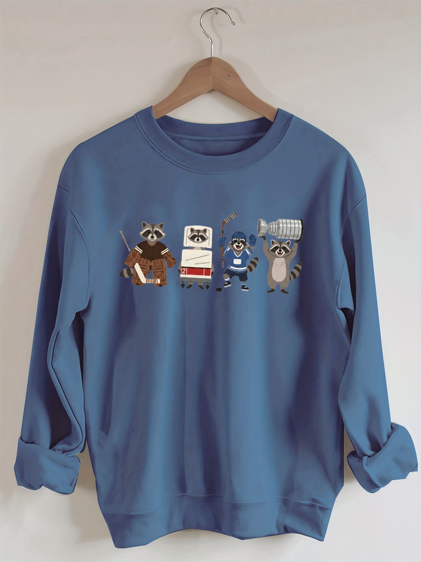 Funny Raccoon Hockey Player Game Day Sweatshirt