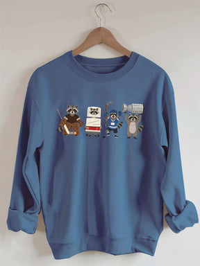 Funny Raccoon Hockey Player Game Day Sweatshirt