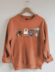 Funny Raccoon Hockey Player Game Day Sweatshirt