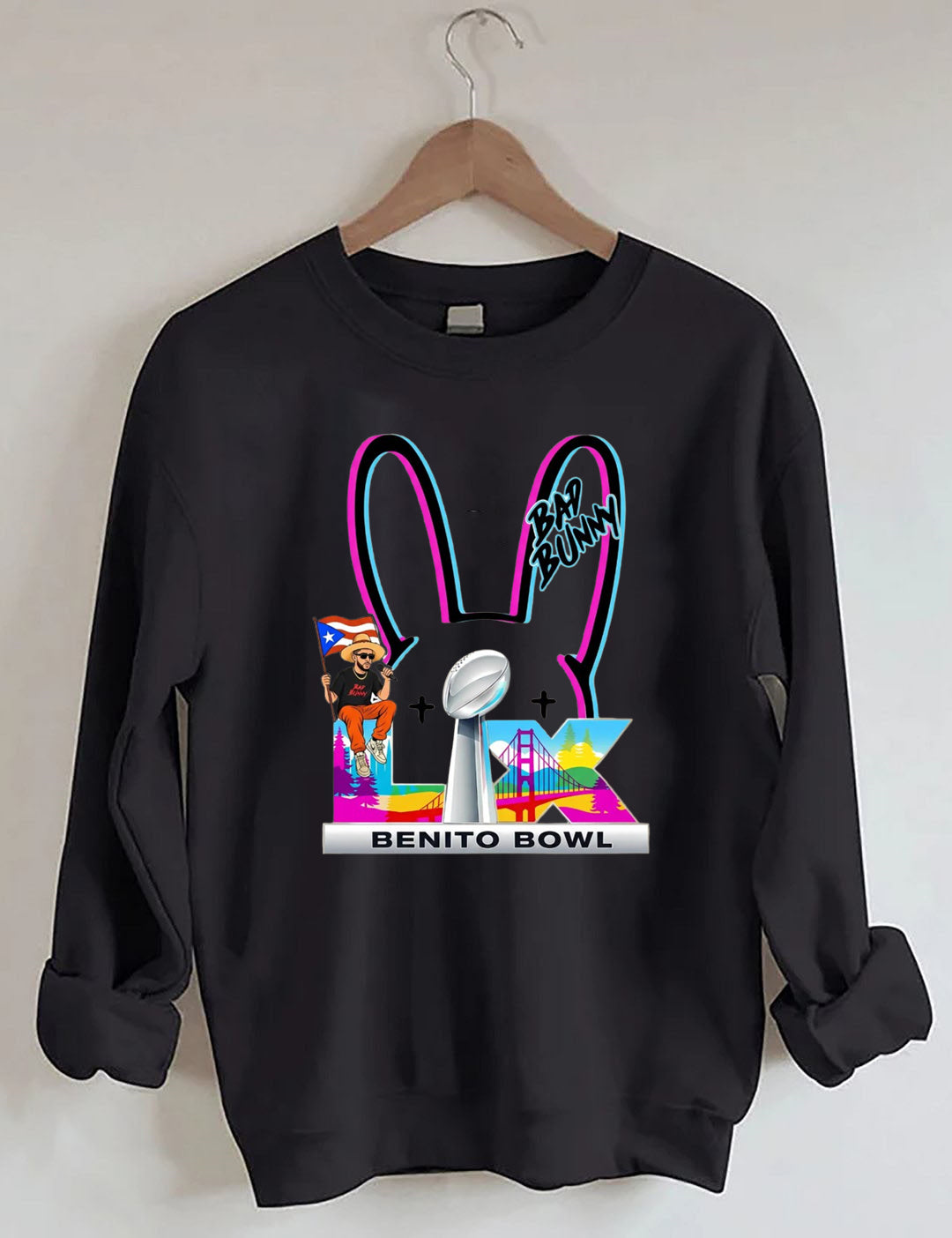 Benito Bowl,Latin Pop Fan,Bad Football Parody,Stadium Skyline, Game Day Sweatshirt