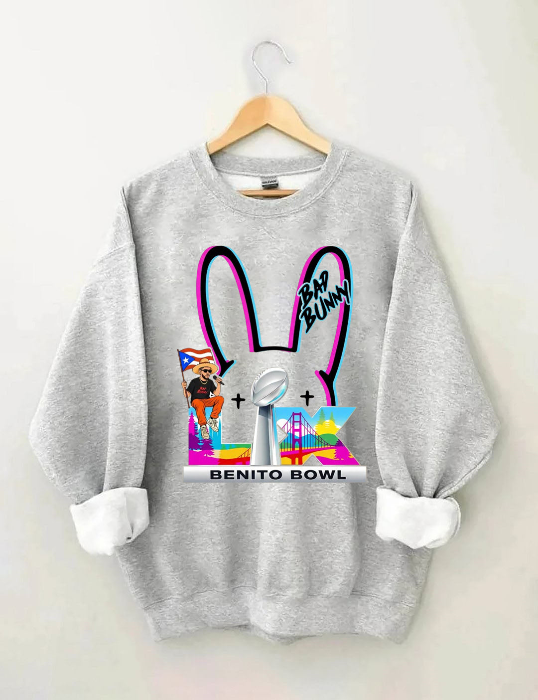 Benito Bowl,Latin Pop Fan,Bad Football Parody,Stadium Skyline, Game Day Sweatshirt