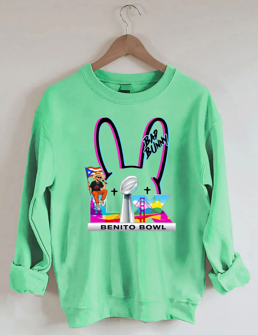 Benito Bowl,Latin Pop Fan,Bad Football Parody,Stadium Skyline, Game Day Sweatshirt