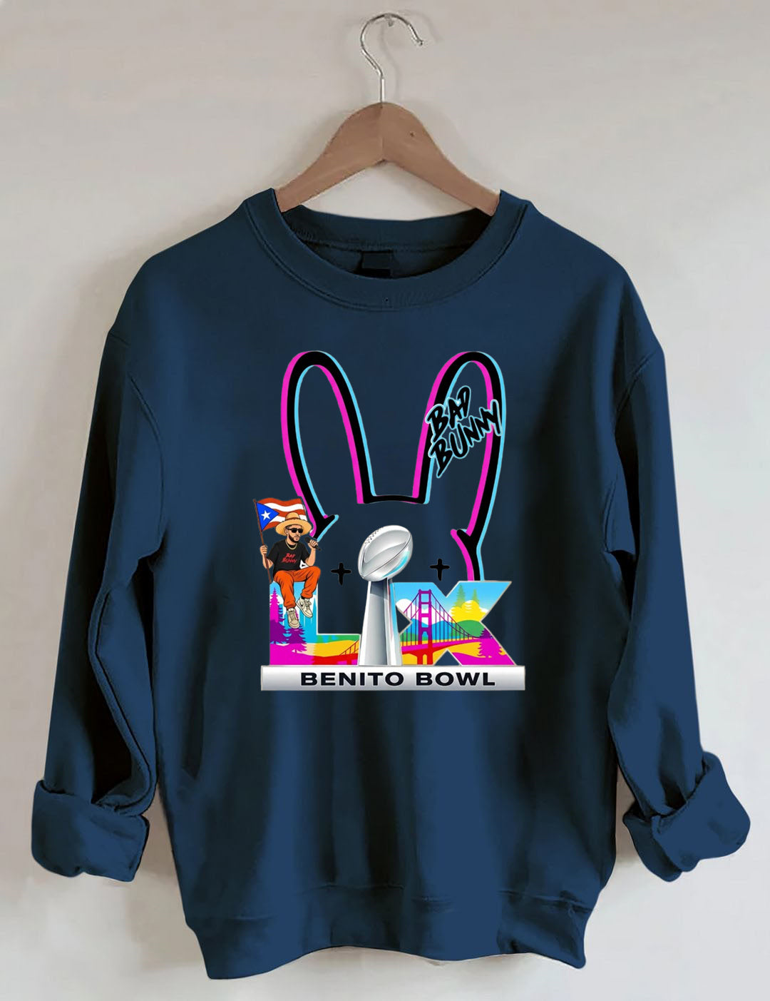 Benito Bowl,Latin Pop Fan,Bad Football Parody,Stadium Skyline, Game Day Sweatshirt