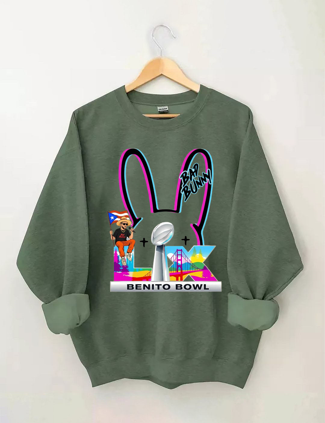 Benito Bowl,Latin Pop Fan,Bad Football Parody,Stadium Skyline, Game Day Sweatshirt