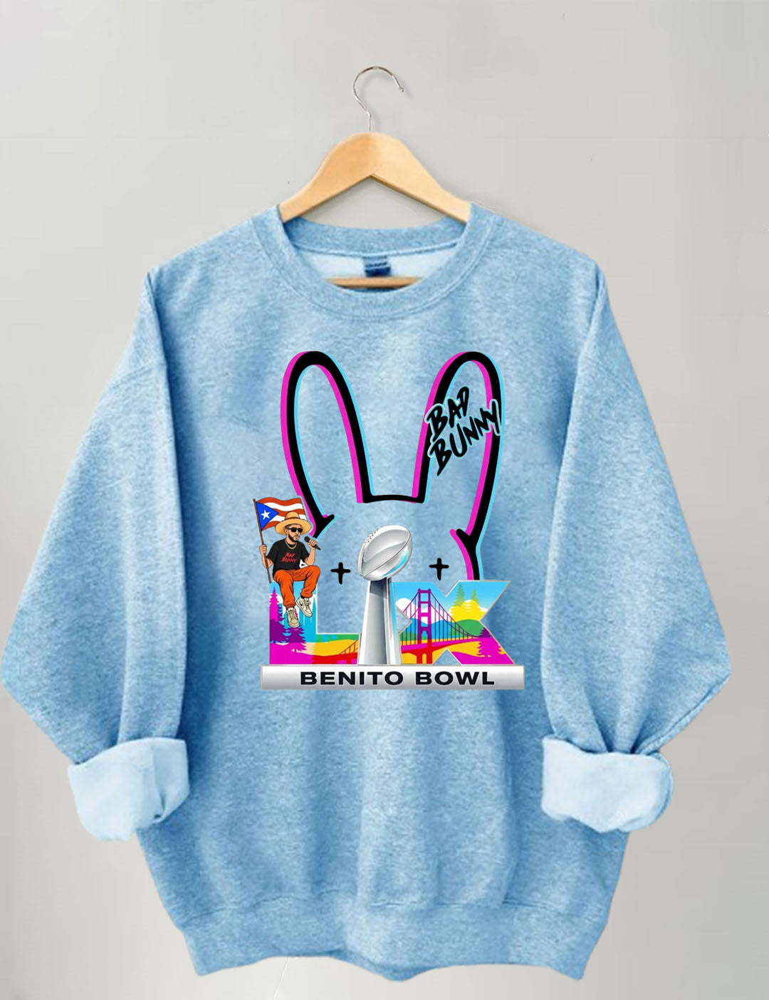 Benito Bowl,Latin Pop Fan,Bad Football Parody,Stadium Skyline, Game Day Sweatshirt