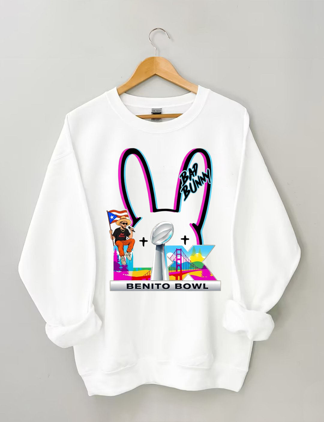 Benito Bowl,Latin Pop Fan,Bad Football Parody,Stadium Skyline, Game Day Sweatshirt