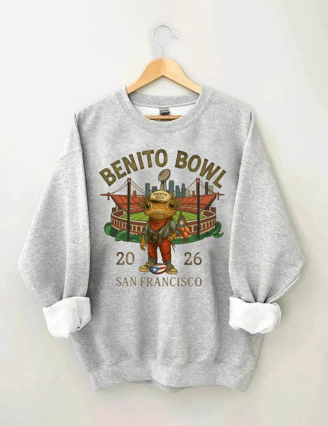 Benito Bowl,Puerto Rico Coqui Frog ,Football Fan Sweatshirt