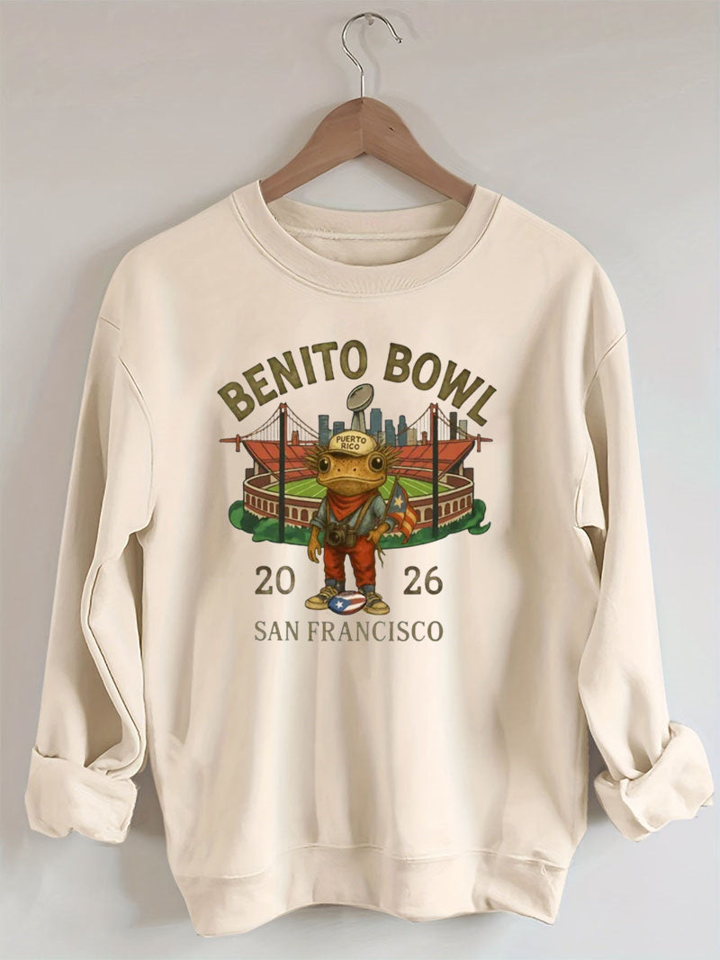 Benito Bowl,Puerto Rico Coqui Frog ,Football Fan Sweatshirt