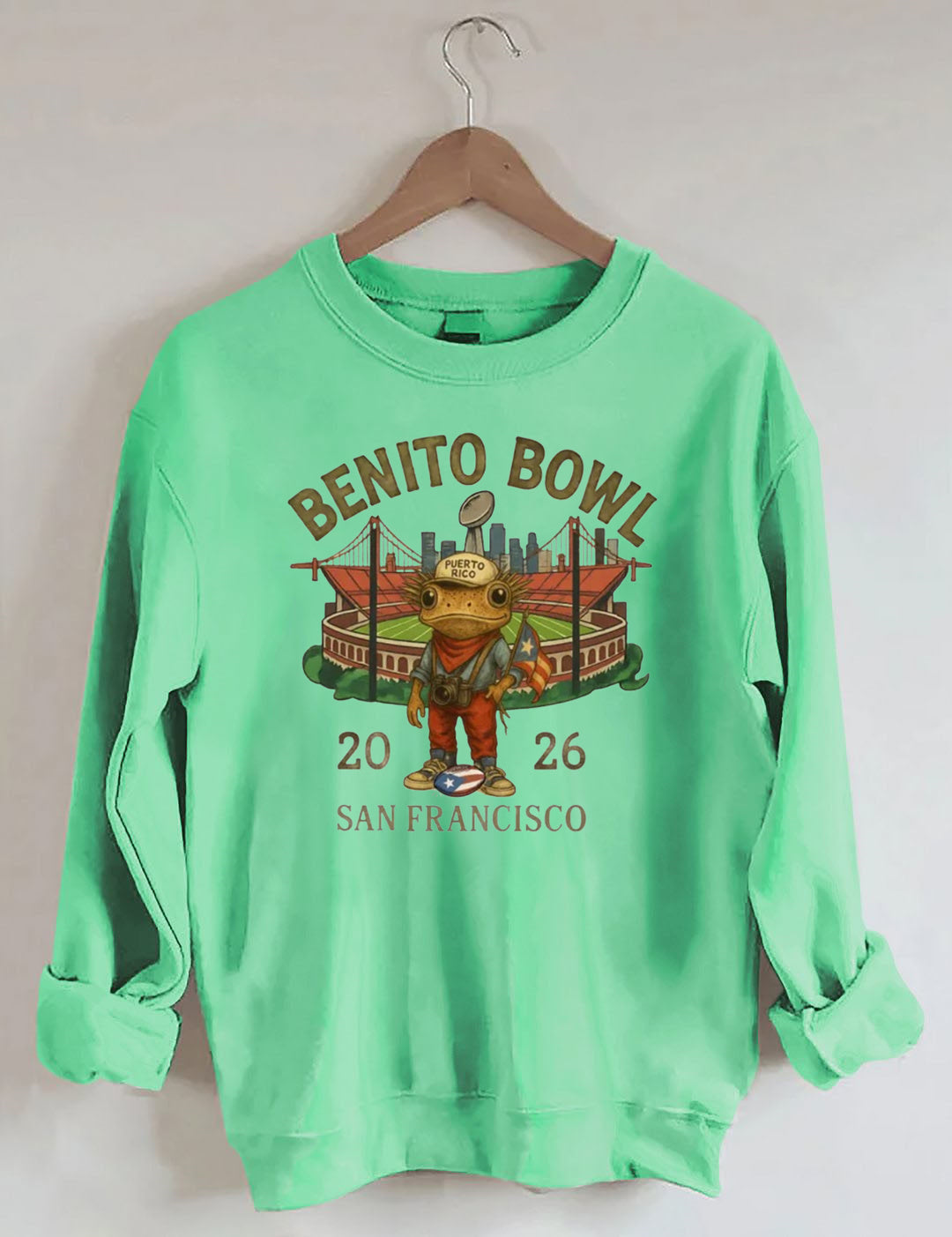 Benito Bowl,Puerto Rico Coqui Frog ,Football Fan Sweatshirt