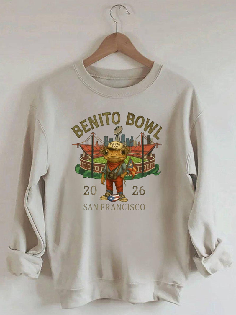 Benito Bowl,Puerto Rico Coqui Frog ,Football Fan Sweatshirt