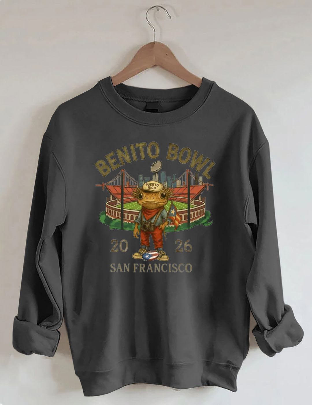 Benito Bowl,Puerto Rico Coqui Frog ,Football Fan Sweatshirt