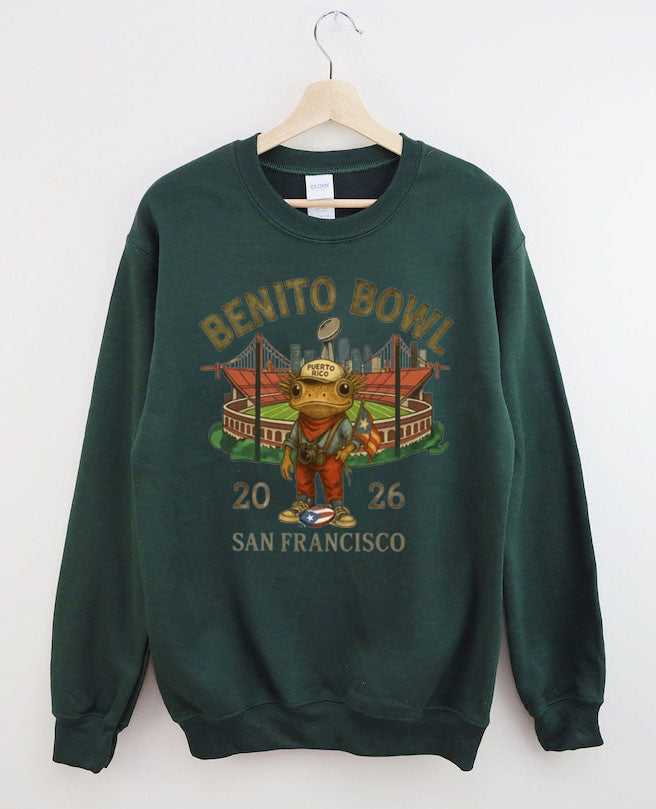Benito Bowl,Puerto Rico Coqui Frog ,Football Fan Sweatshirt