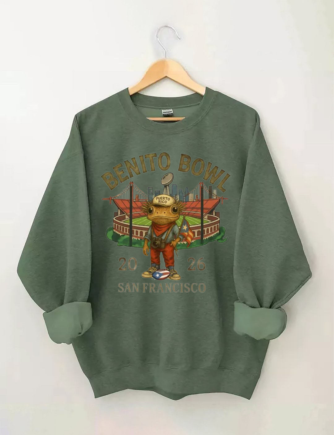 Benito Bowl,Puerto Rico Coqui Frog ,Football Fan Sweatshirt