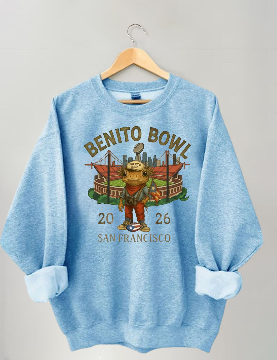 Benito Bowl,Puerto Rico Coqui Frog ,Football Fan Sweatshirt
