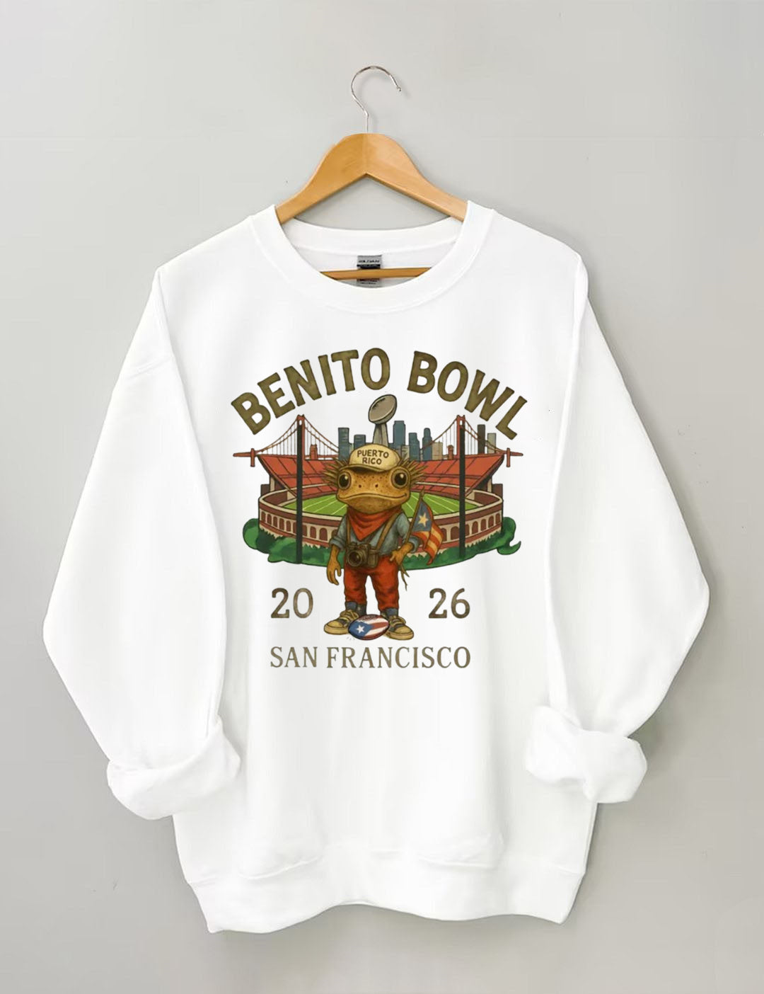 Benito Bowl,Puerto Rico Coqui Frog ,Football Fan Sweatshirt