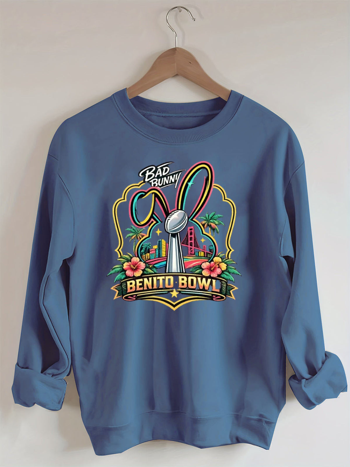 Benito Bowl,Latin Pop Fan,Bad Football Parody,Stadium Skyline, Game Day Sweatshirt