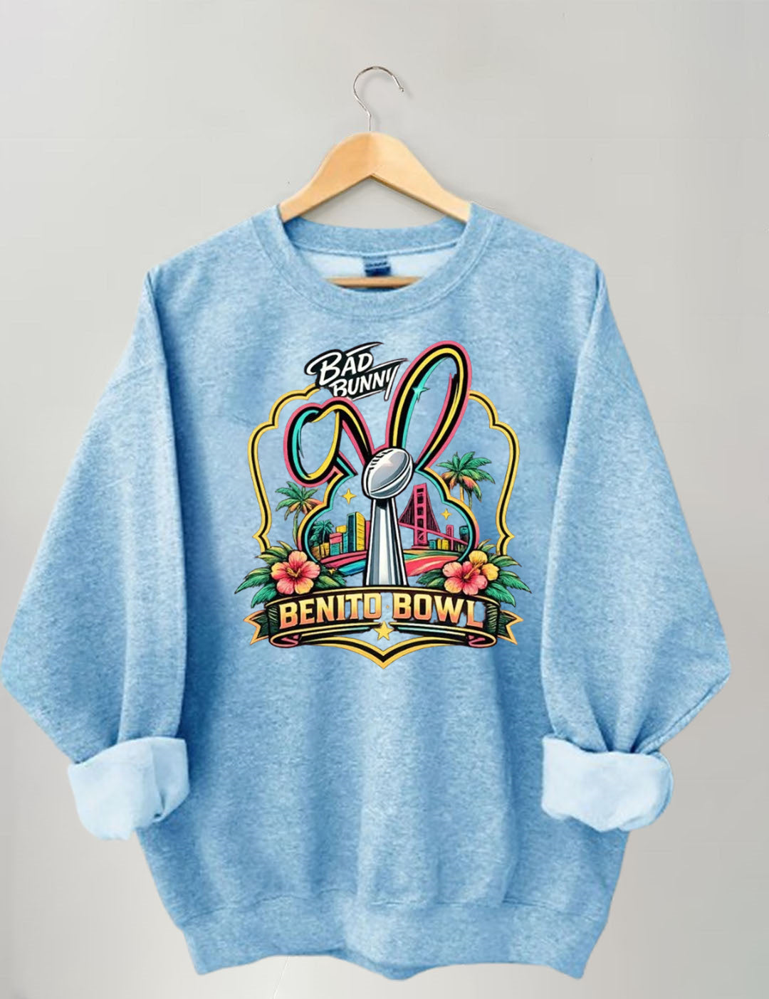 Benito Bowl,Latin Pop Fan,Bad Football Parody,Stadium Skyline, Game Day Sweatshirt