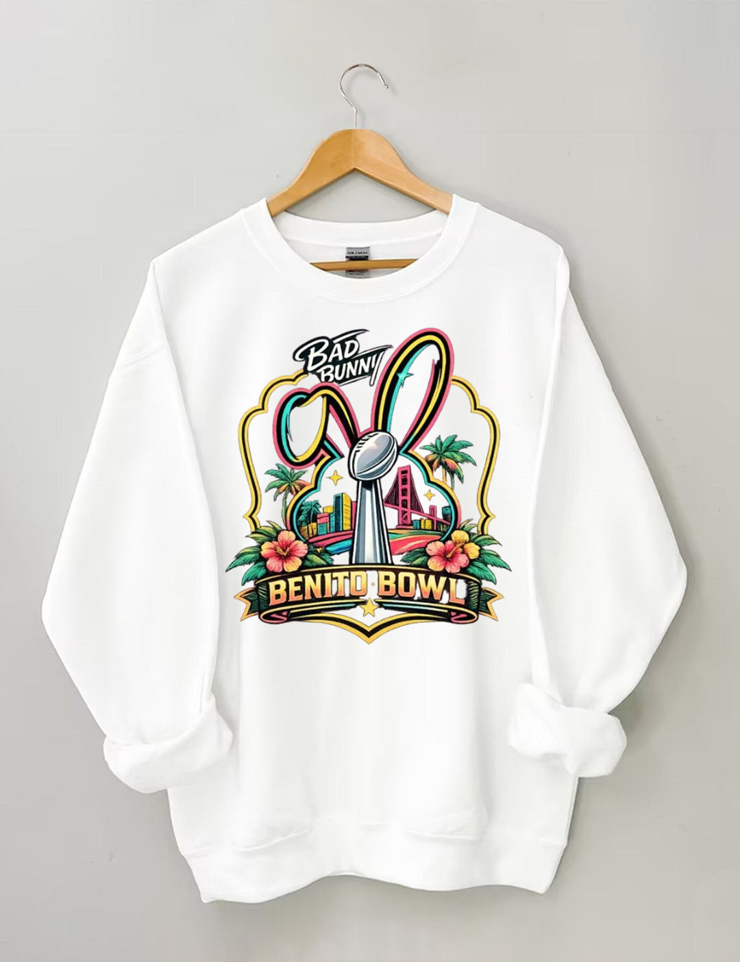 Benito Bowl,Latin Pop Fan,Bad Football Parody,Stadium Skyline, Game Day Sweatshirt