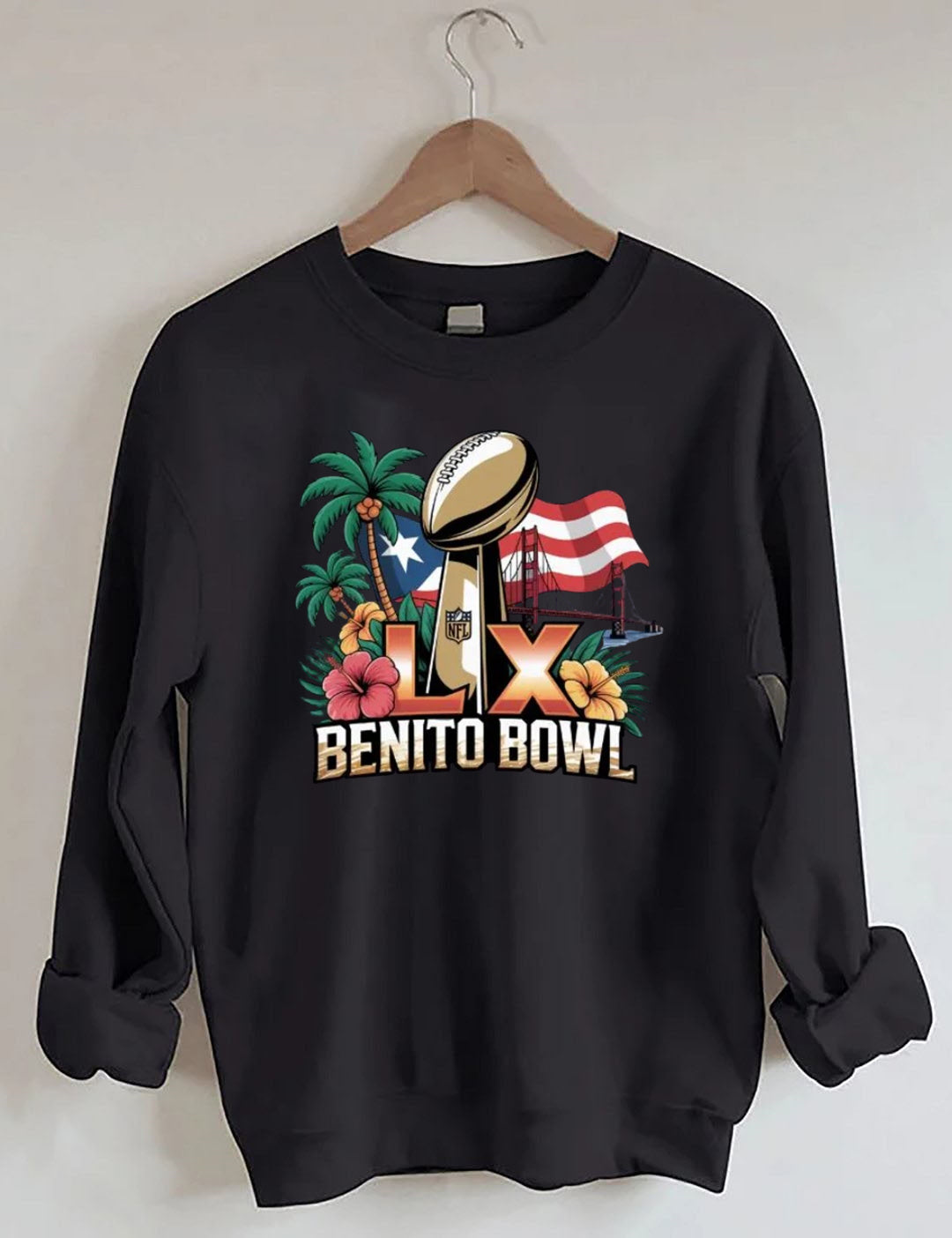 Benito Bowl,Puerto Rican Pride,Game Day Football Fan Sweatshirt