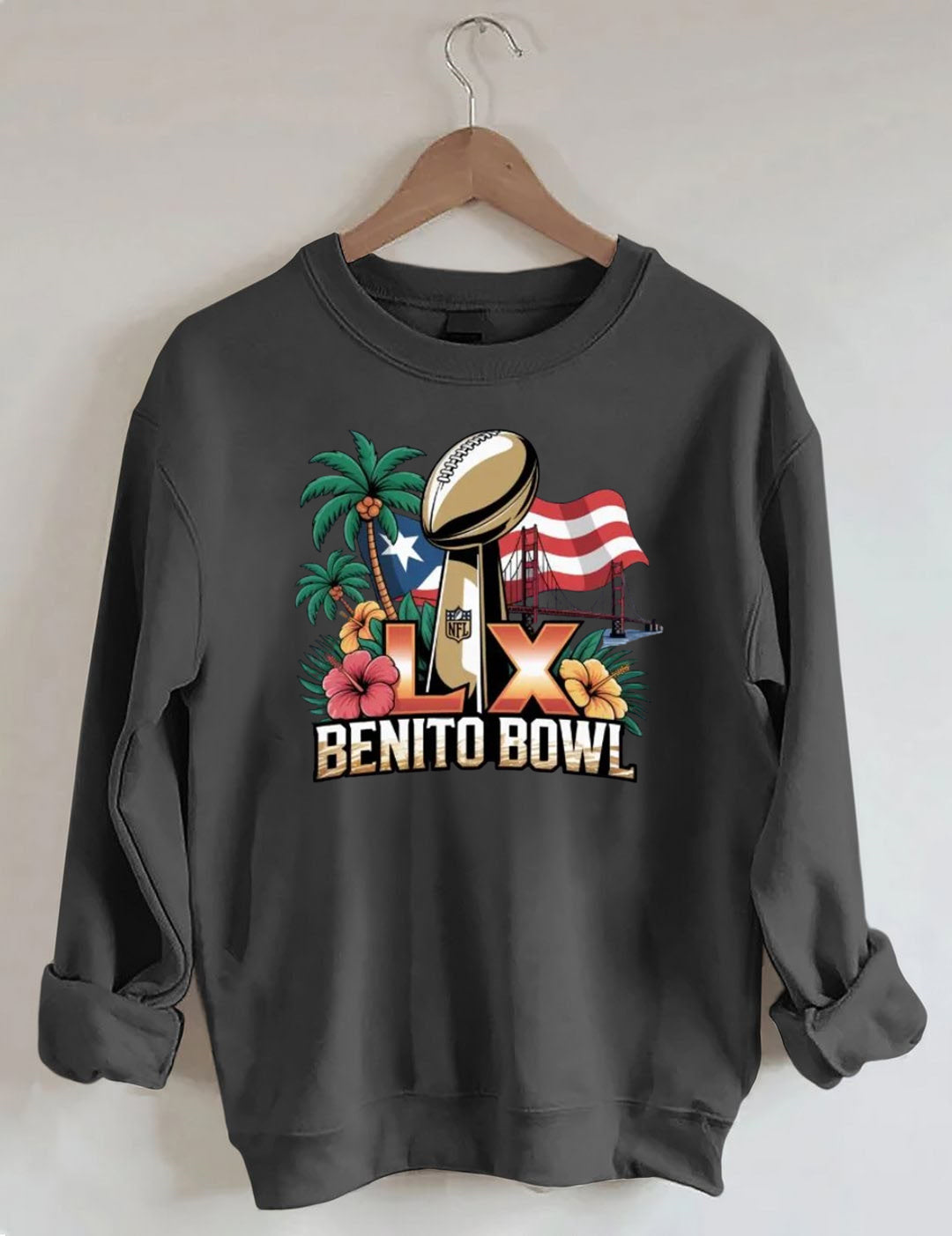 Benito Bowl,Puerto Rican Pride,Game Day Football Fan Sweatshirt