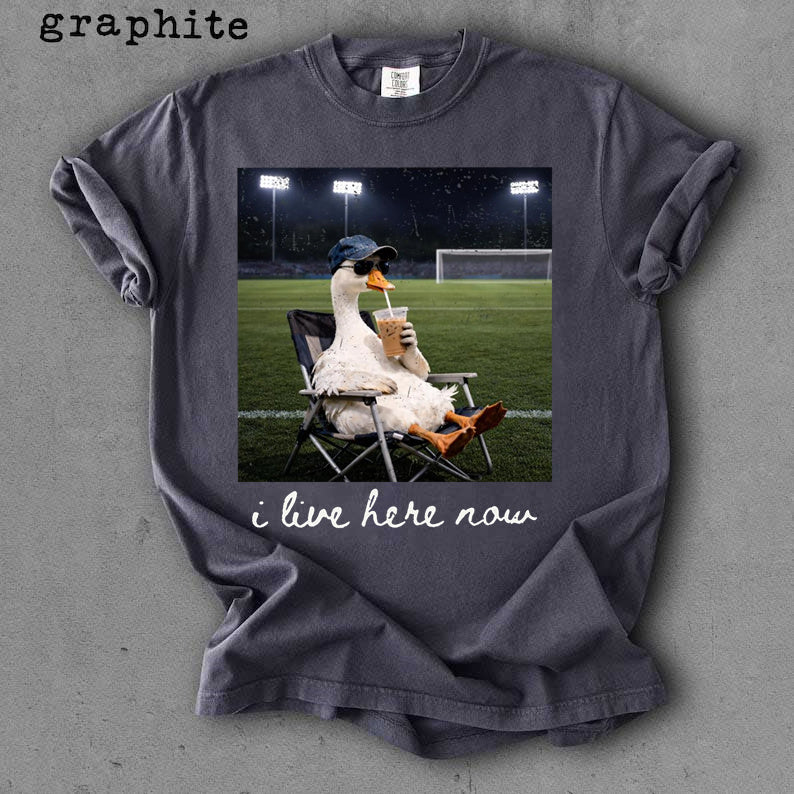 I live here now Goose Ballfield Soccer Mama Style Shirt
