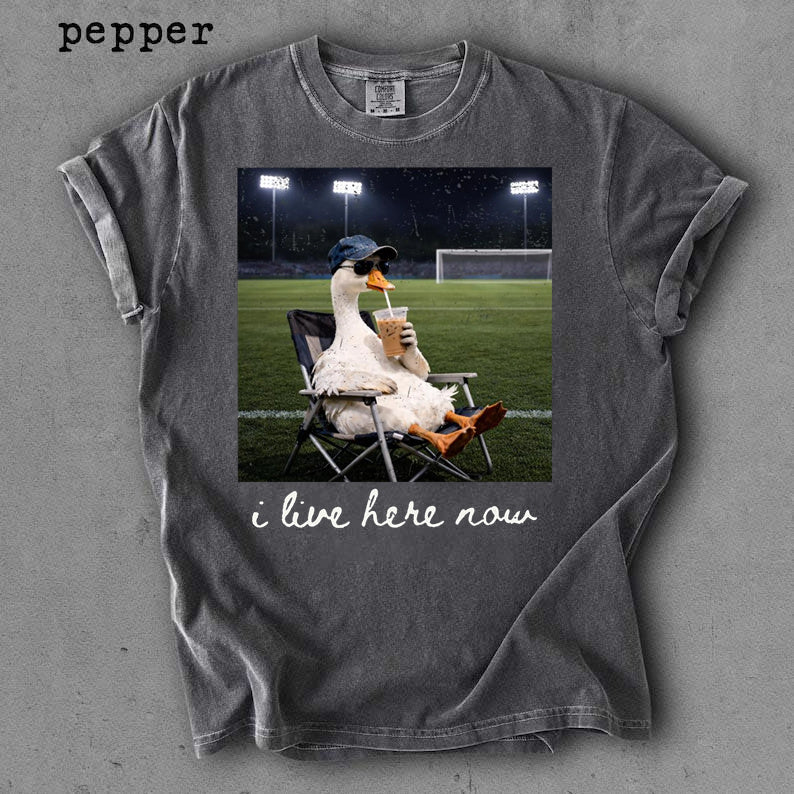 I live here now Goose Ballfield Soccer Mama Style Shirt