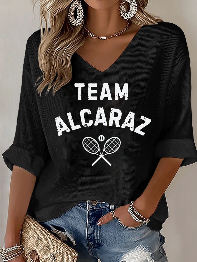 V-Neck Alcaraz Tennis Mid-Sleeve Top