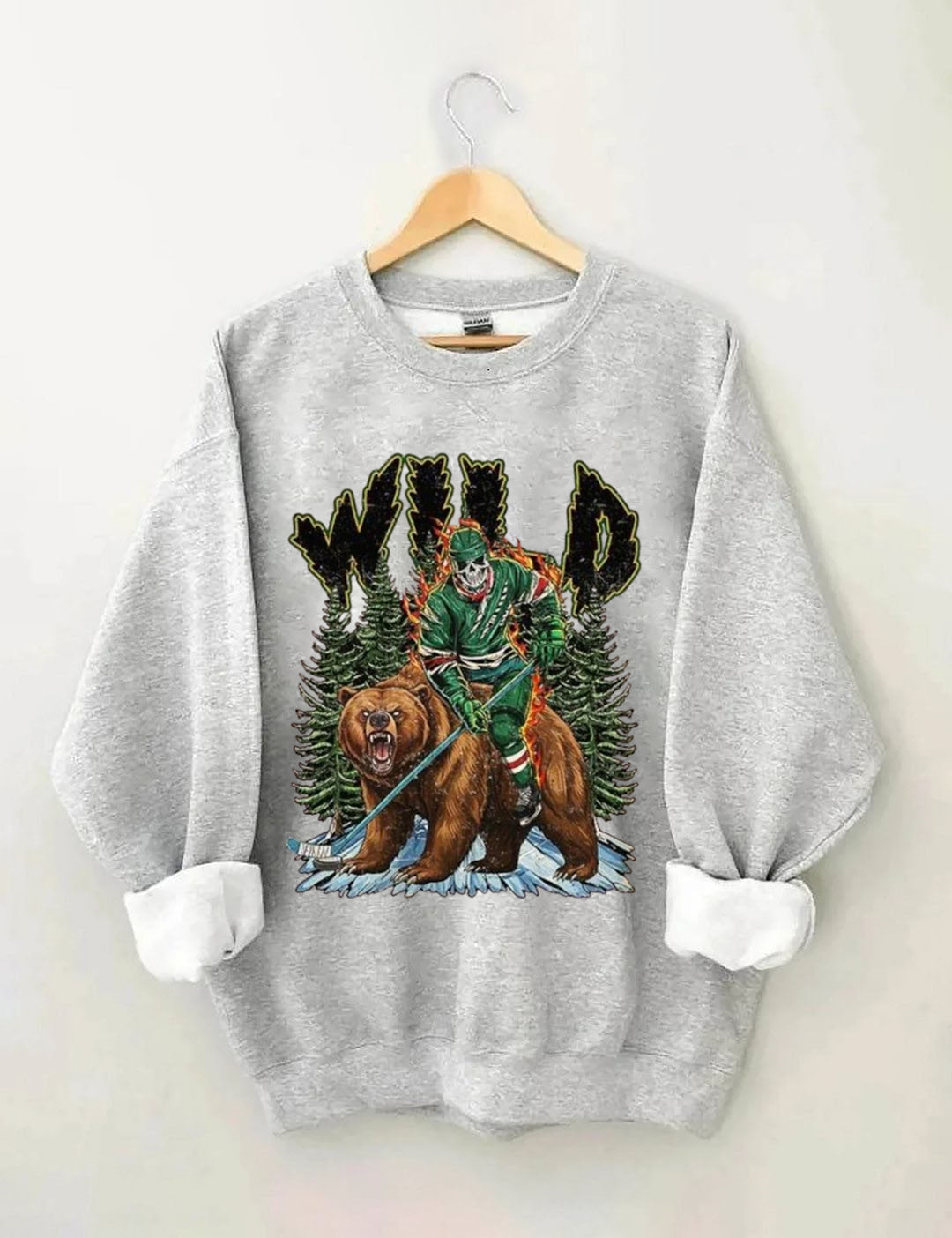 Minnesota Hockey Skull Vintage Sweatshirt