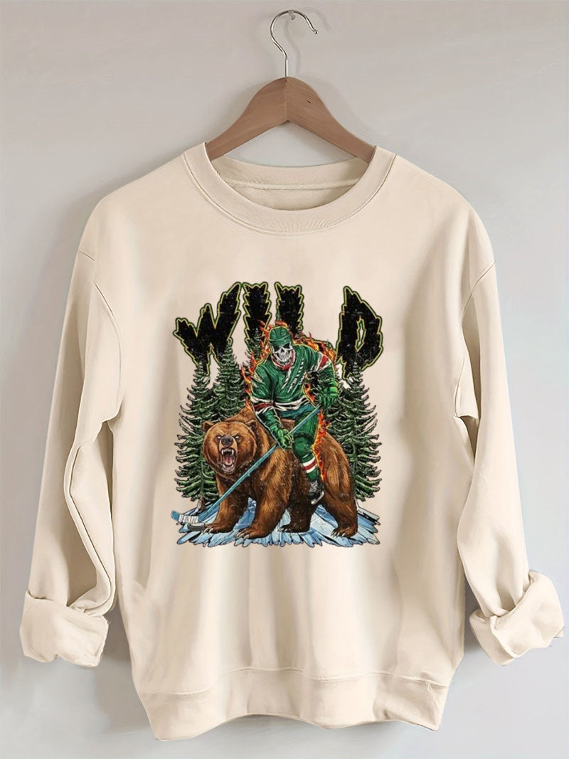Minnesota Hockey Skull Vintage Sweatshirt