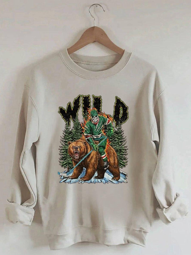 Minnesota Hockey Skull Vintage Sweatshirt