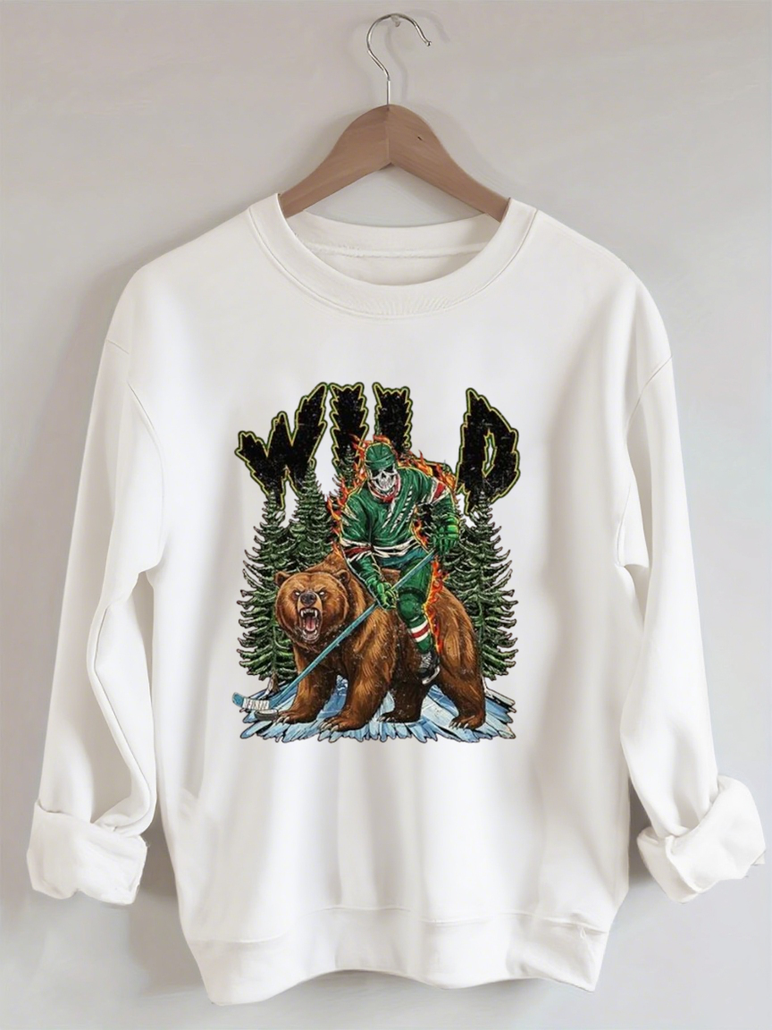 Minnesota Hockey Skull Vintage Sweatshirt