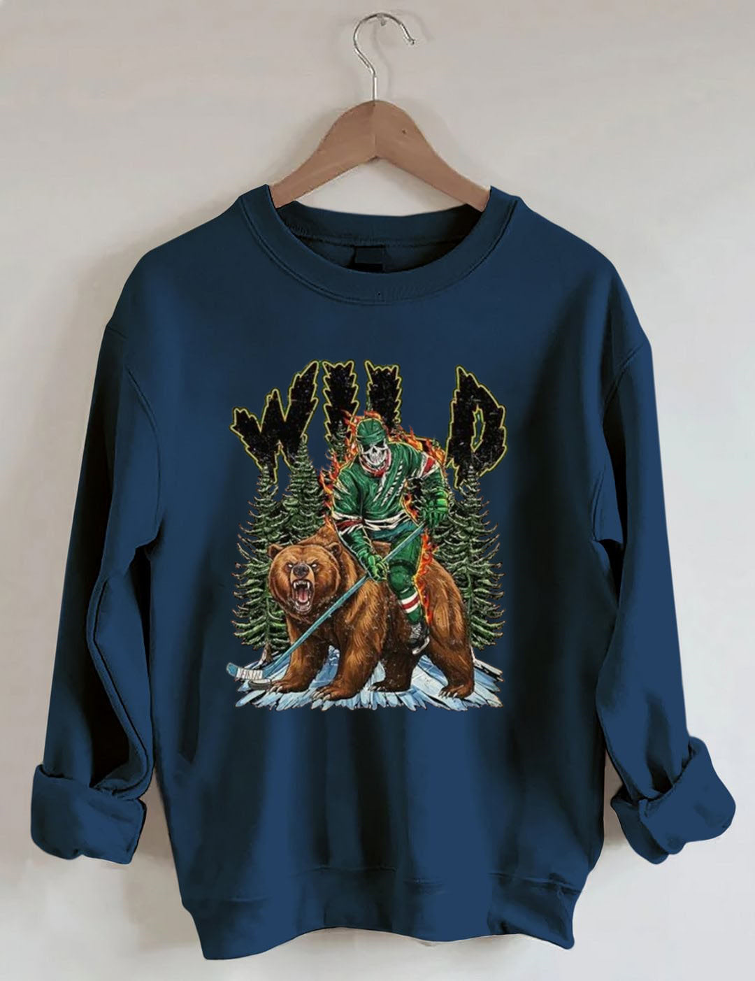 Minnesota Hockey Skull Vintage Sweatshirt