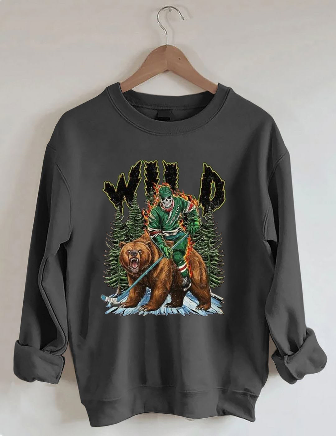 Minnesota Hockey Skull Vintage Sweatshirt
