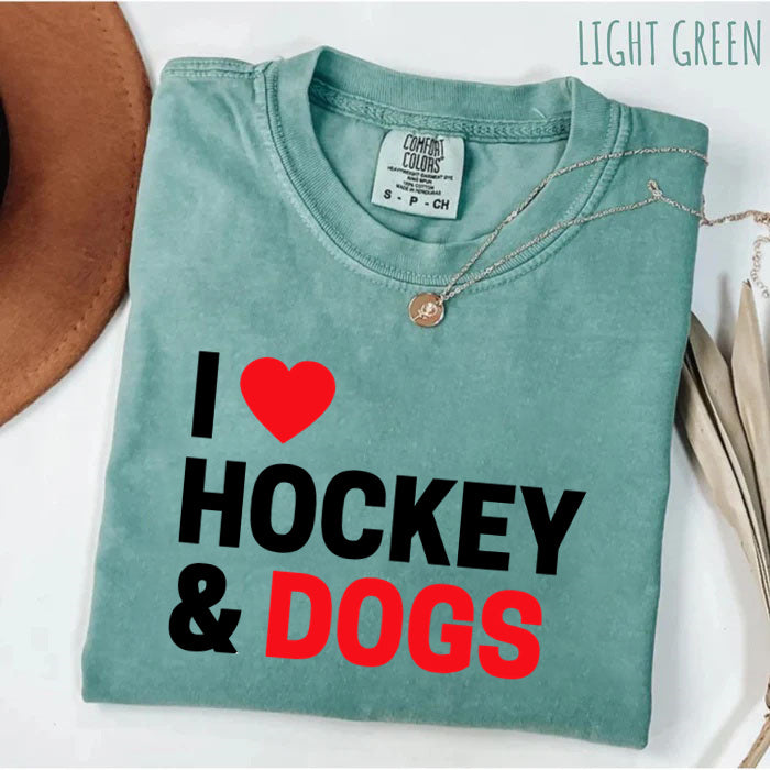 Comfort Colors I Love Hockey & Dogs T-shirt