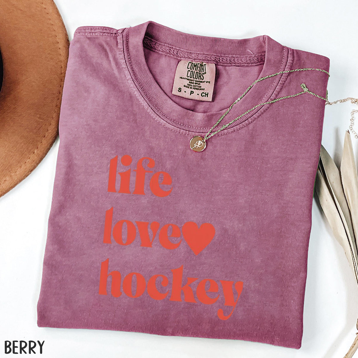 Comfort Colors Life Love Hockey T-shirt