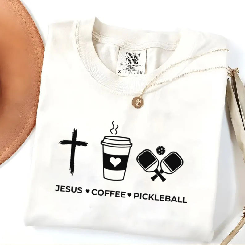 Comfort Colors Jesus Coffee Pickleball T-shirt