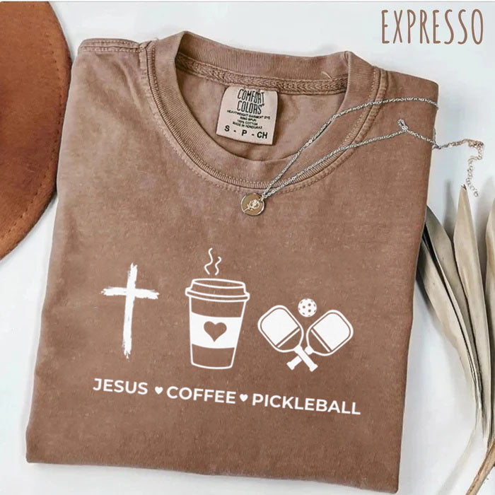 Comfort Colors Jesus Coffee Pickleball T-shirt