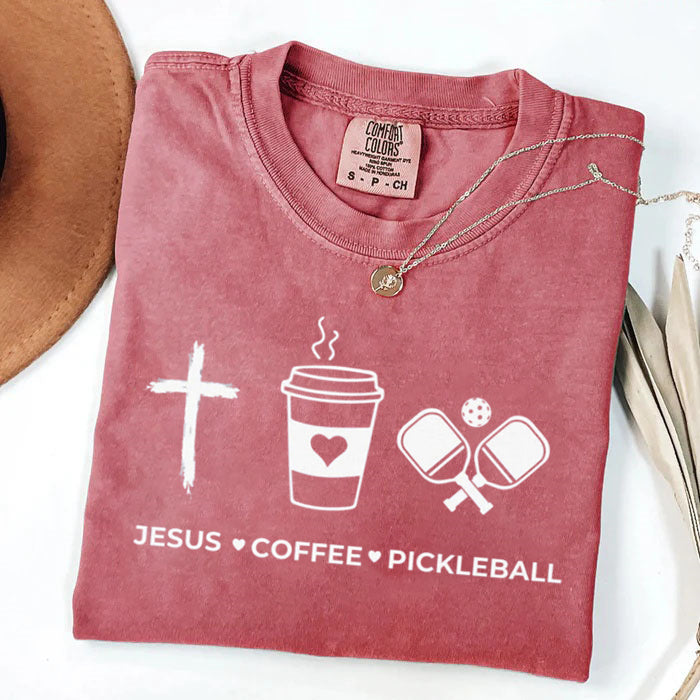 Comfort Colors Jesus Coffee Pickleball T-shirt