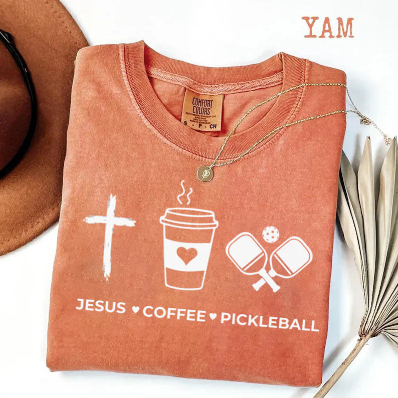Comfort Colors Jesus Coffee Pickleball T-shirt