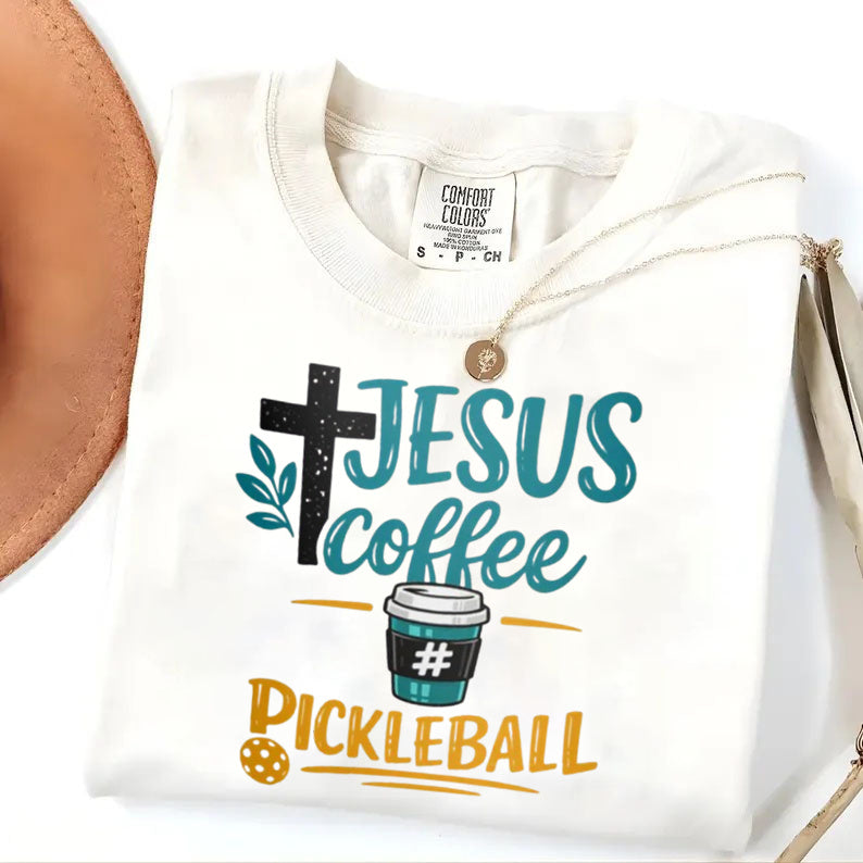 Comfort Colors Jesus Coffee Pickleball T-shirt