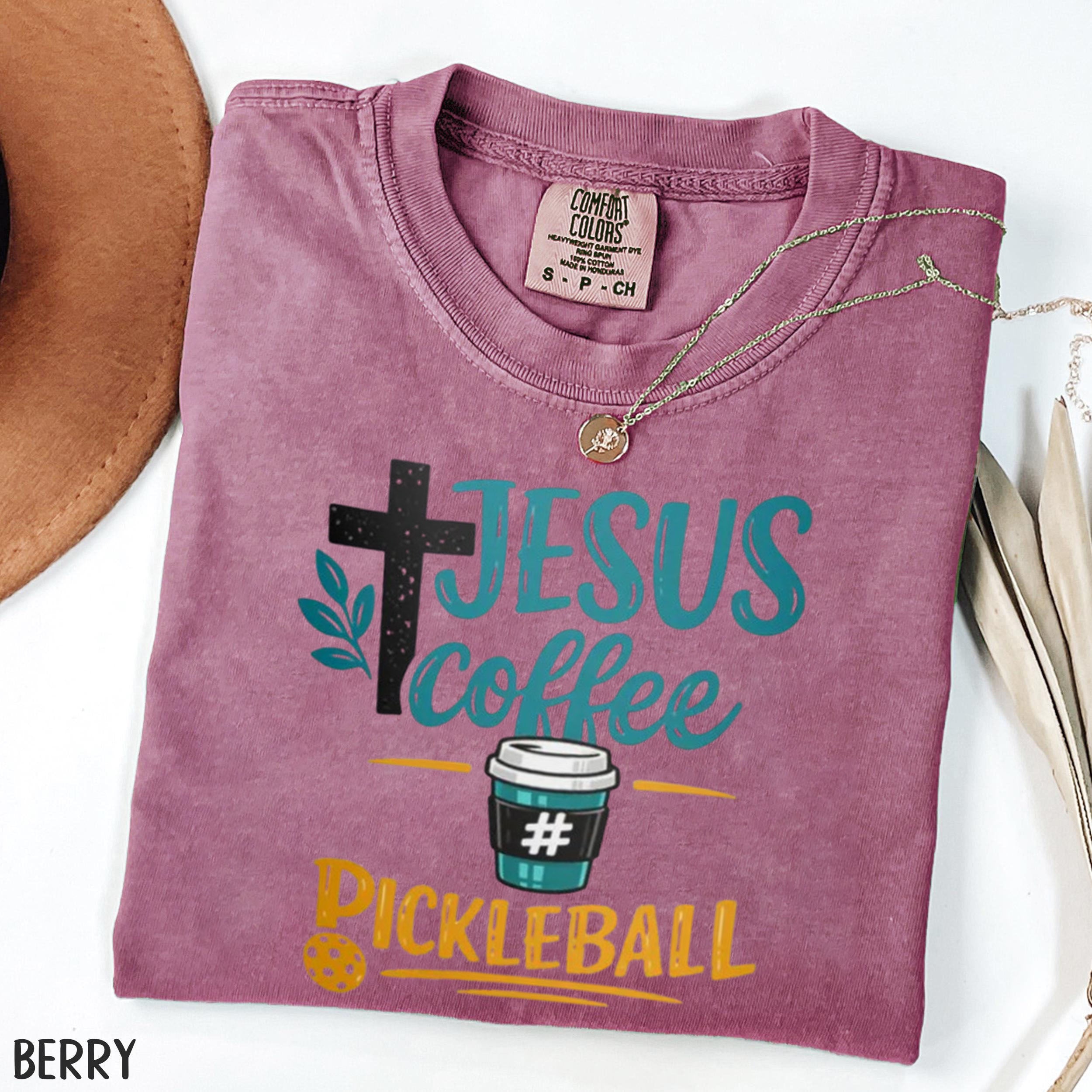 Comfort Colors Jesus Coffee Pickleball T-shirt