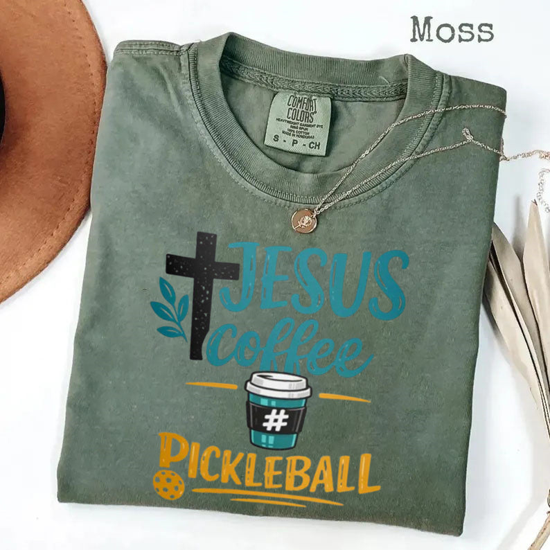 Comfort Colors Jesus Coffee Pickleball T-shirt