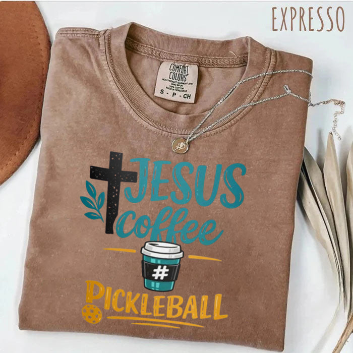 Comfort Colors Jesus Coffee Pickleball T-shirt