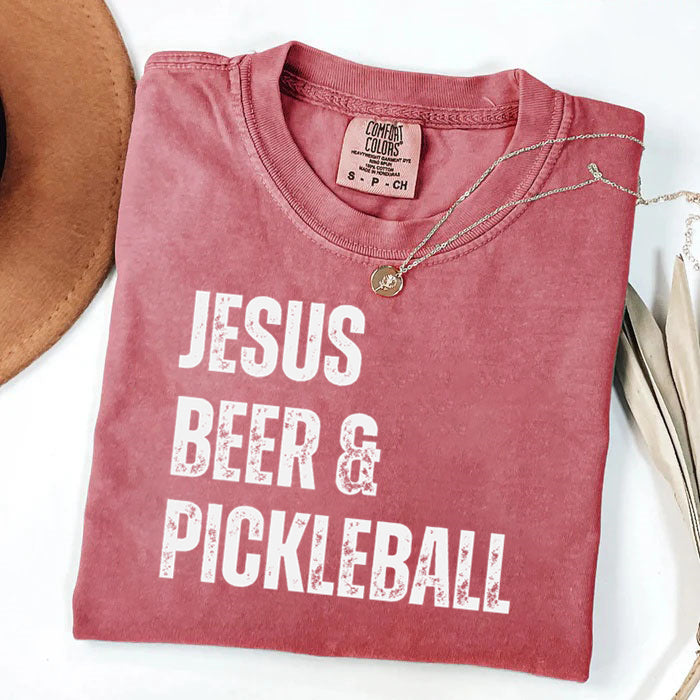 Comfort Colors Jesus Beer & Pickleball T-shirt