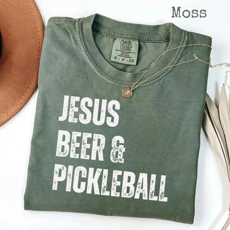 Comfort Colors Jesus Beer & Pickleball T-shirt