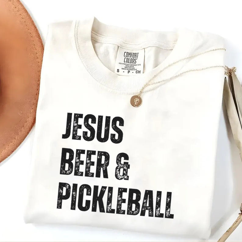 Comfort Colors Jesus Beer & Pickleball T-shirt